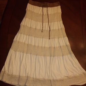 Lapis knit stretch below knee skirt